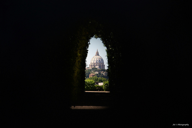 Vatican dome through keyhole of knights of Malta Embassy in Rome
